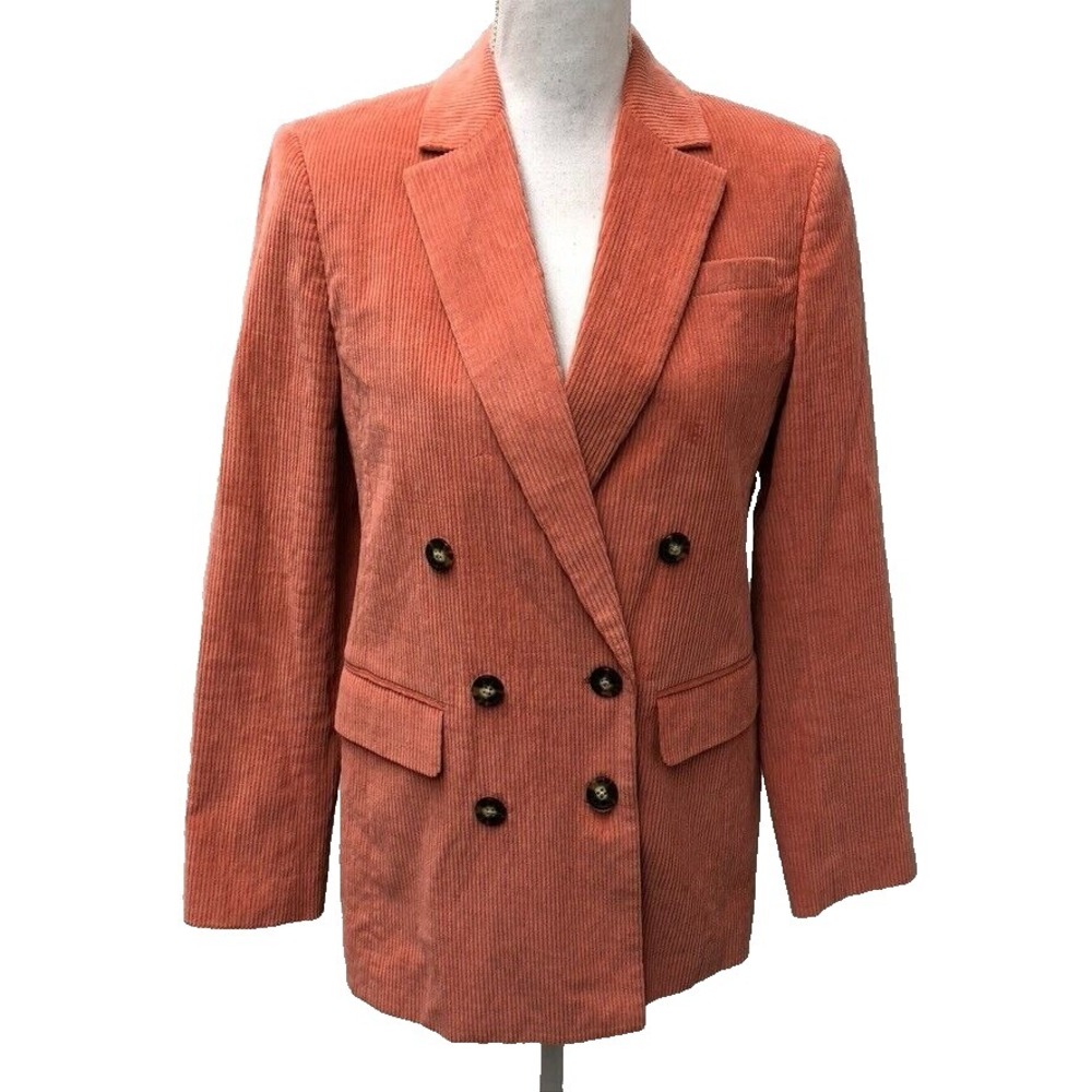 J Crew Nalya Corduroy Cotton Blazer Jacket Womens 6 Orange Scandinavian Career